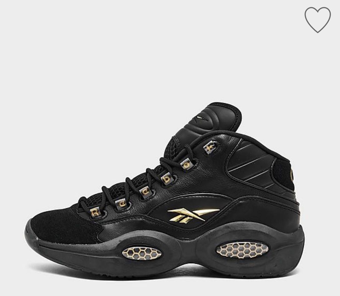 REEBOK QUESTION MID BASKETBALL SHOES Black/gold Size 9.5