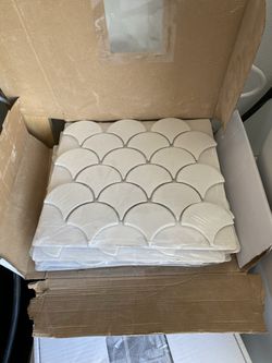 Tile Mermaid Scallop White Tiles Fish Scale Back Splash 