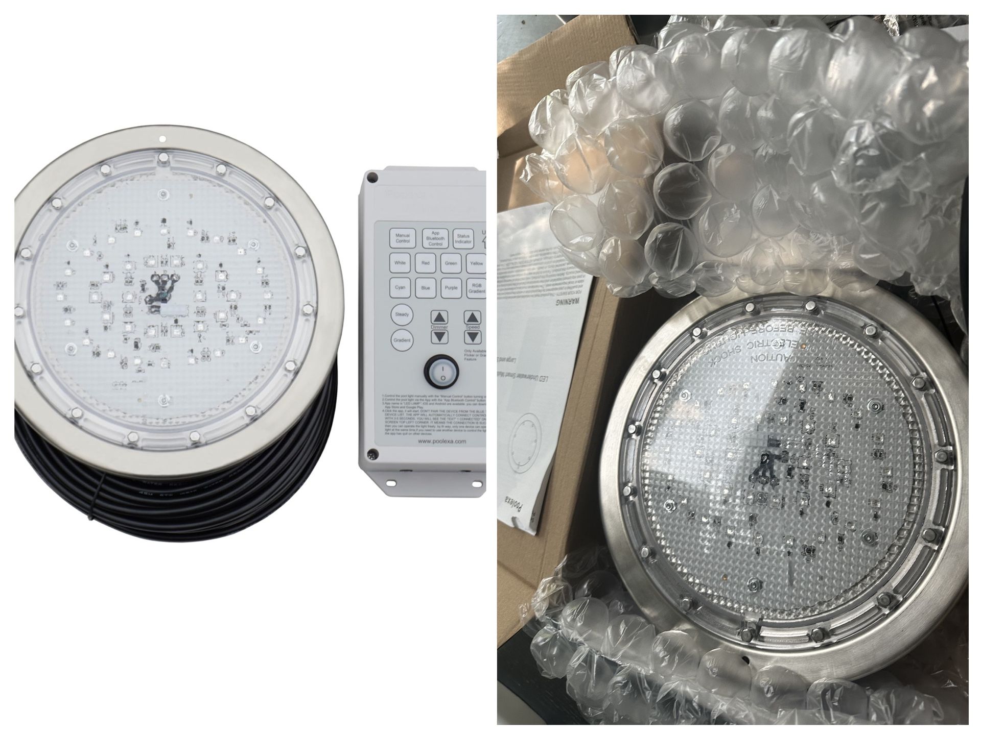 Open Box 10 Inch LED Multicolor Inground Pool Light – Stainless Steel Housing, 50ft Cord, RGB Controller for Wet Niche