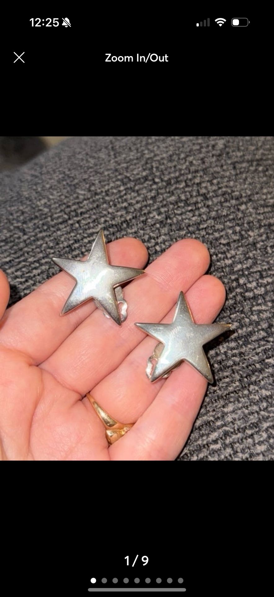Vintage 90s Big Chunky Silver Star Earrings, Statement Clip-ons