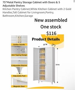 Metal Storage Locking Cabinet with 4 Doors and 2 Adjustable Shelves,71" Lockable Garage Tall Steel Cabinet,for Home Office,Living Room,Pantry,Gym,Comm