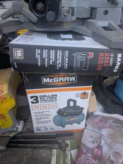 3 Gallon air compressor with 18 gauge brad nailer