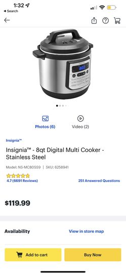 Insignia 8qt Multi Function Pressure Cooker