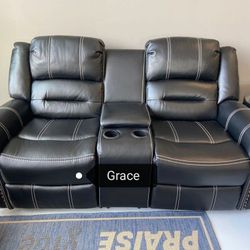 Lexington 3 piece reclining sofa set in black leather. ❤️✨ we meet delivery 🚛👍🏼 only $ 39 down payment $1949