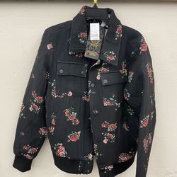 Majestic Filatures Rose Print Bomber Jacket