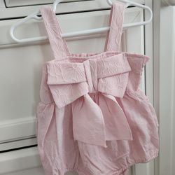 Pink Bow Baby Romper