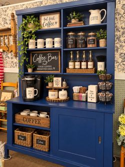 Blue Coffee Bar Hutch