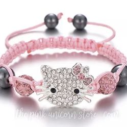 Brand New Cute Sparkly Kitty Bracelet In Pink Gift Box 