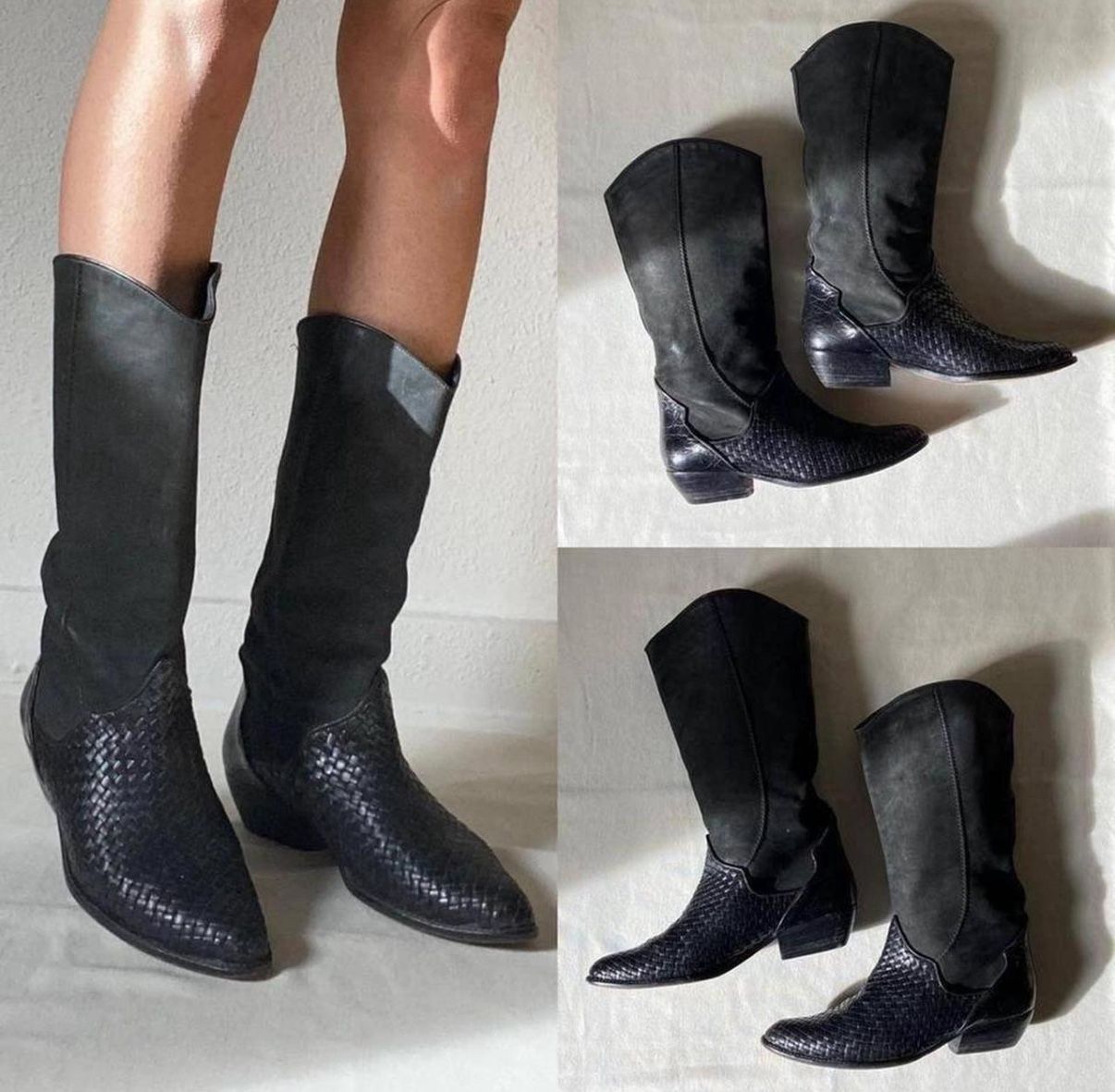 6.5 Via Spiga Black Suede Cowboy Boots