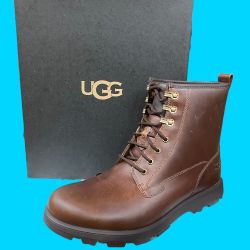 NWT UGG Boots Kirkson Chestnut Waterproof Leather Sheepskin Box Winter Shoe Sz 12 Men Gift