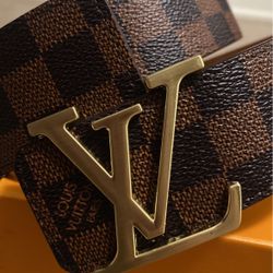 Louis Vuitton Belt Gold Brown Checker for Sale in Tucson, AZ