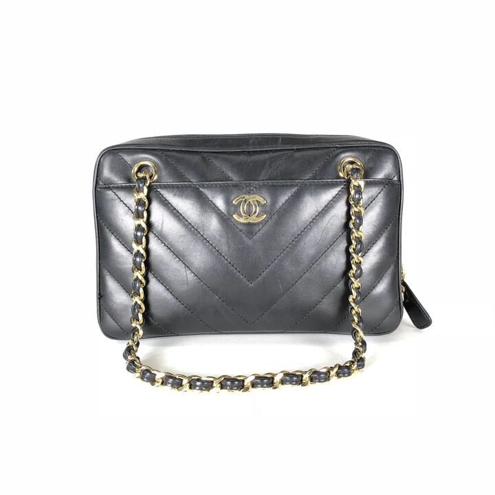 Chanel Vintage Black V-stitch Chain Shoulder Bag Date/Authenticity Code: 6875234