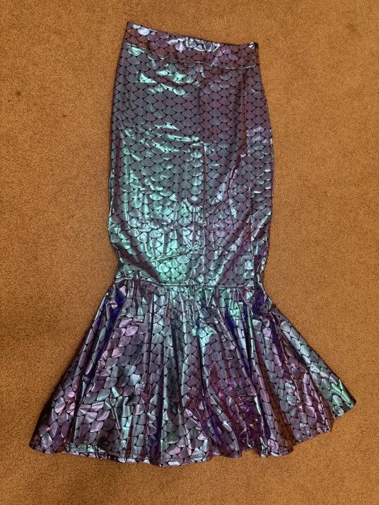 New Large XL Metallic Purple Iridescent Stretchy Mermaid Dress Costume Skirt Cosplay Renaissance Rave. Raver Festival 