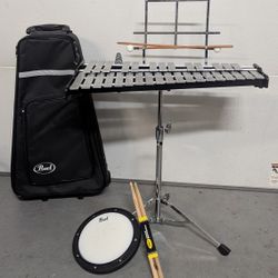 Pearl Glockenspiel Xylophone With Practice Pad And Drumsticks 