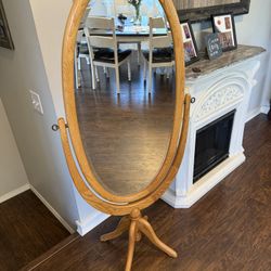 Nice Michaels furniture wood stand up mirror ( 63.5 inch tall)