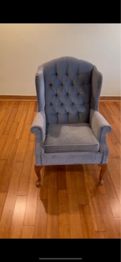 Blue Tufted Queen Anne Wingback Accent Chair by Rowe Furniture
