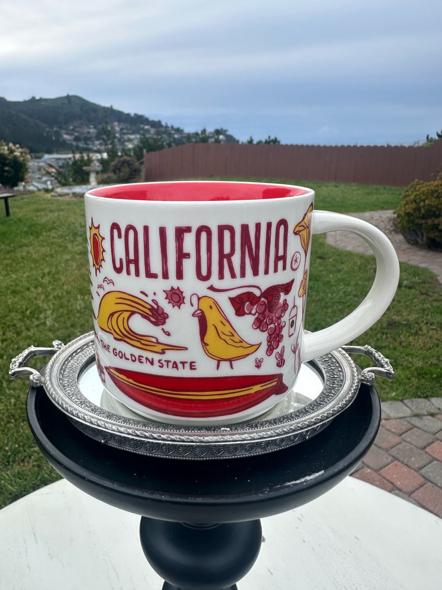 Starbucks California The Golden State Coffee Mug Cup White Red Yellow Graphics