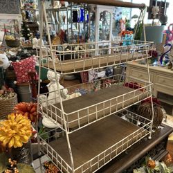 Three tier shelf serving basket tray