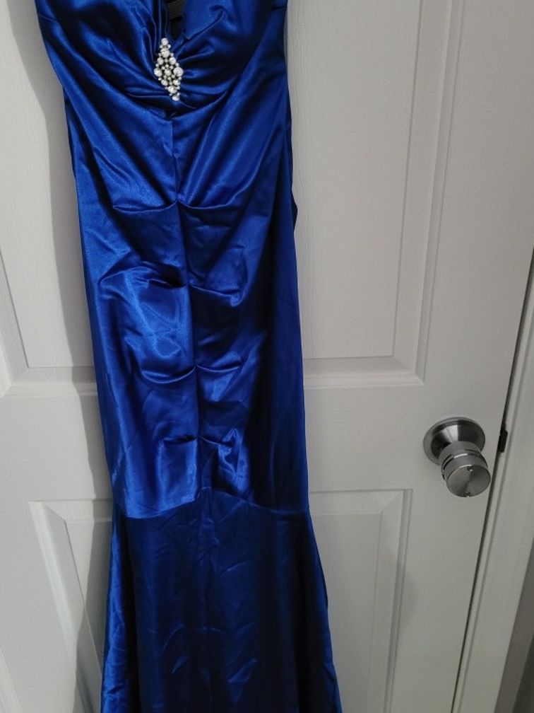 Royal Blue Strapless Mermaid Dress Or Gown... Size 2