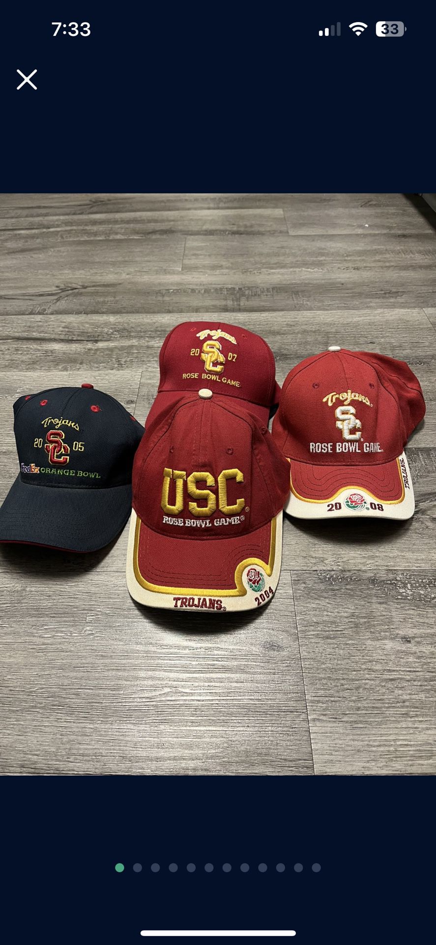 4 pack College Football Vintage Men's  Rose Bowl Fedex Game USC Trojans  Hat Cap