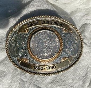 Gold & Silver Vintage Morgan Silver Dollar Buckle. 