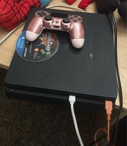 PS4 Slim with Rose Gold Controller and Minecraft