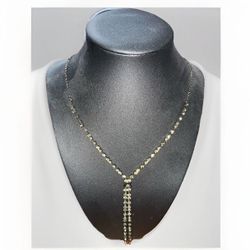 Smoky Gray Crystal Clamp Necklace Hook Dangle Drop Earrings Matching Set