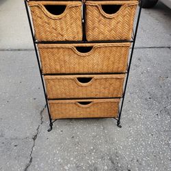 Beautiful Rod Iron and Wicker Dresser $75