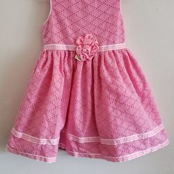 SIZE 4T GIRL'S SWEET HEART ROSE DRESS PINK BOW FLOWER