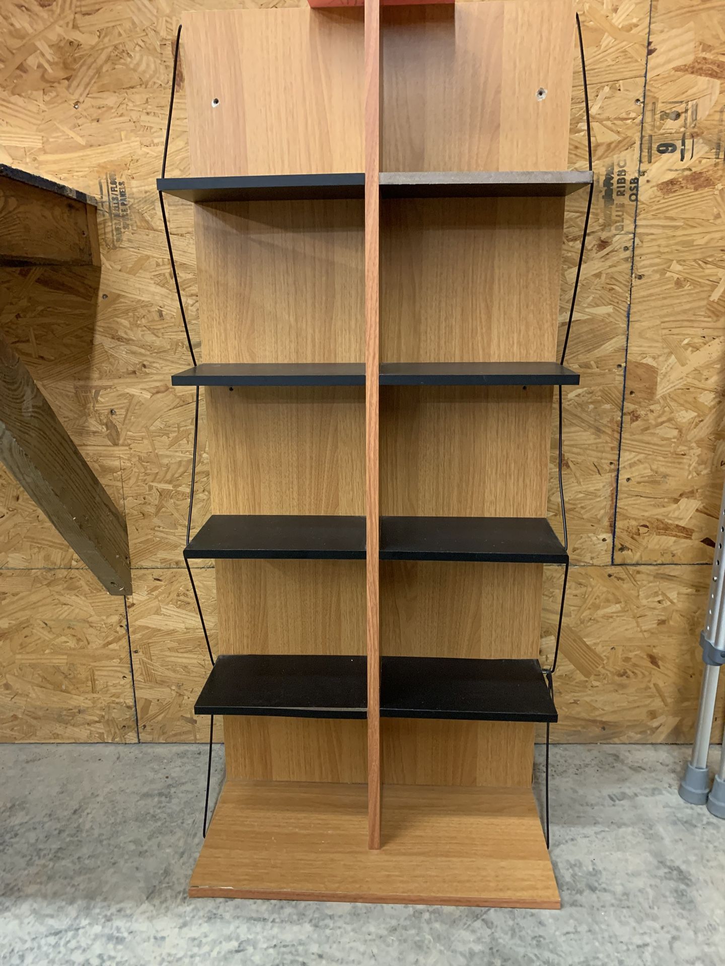 Black and Natural Wood Shelving Unit