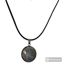 Stainless Steel Abstract Design Pendant 1 Inch w/ 18” Suede Chain