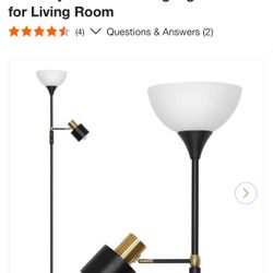 74 in. Black Industrial 2-Light 2-in-1 Torchiere Tree Floor Lamp with Adjustable Reading Light for Living Room
