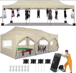 10x30 Pop Up Canopy with 8 Sidewall,Heavy Duty UPF 50+ All Season Wind Waterproof  Outdoor Wedding Party Tents