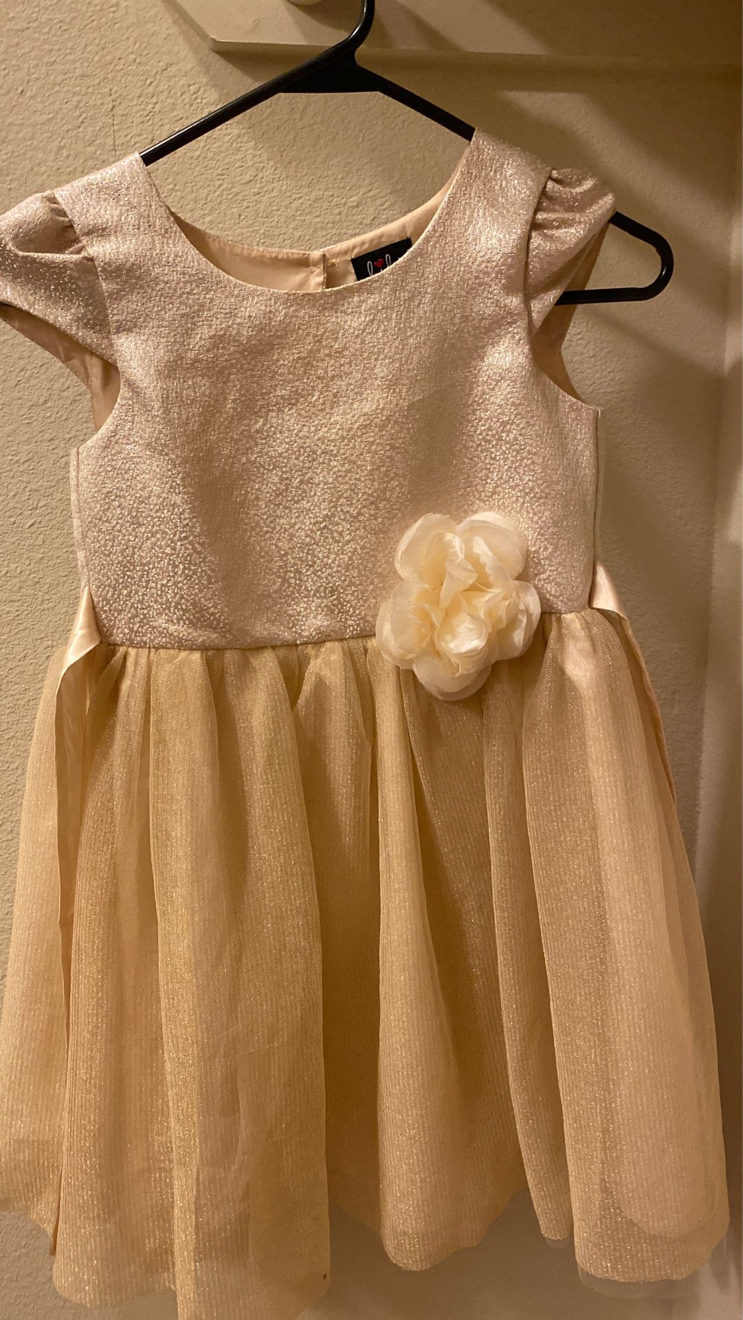 Girls size 6x Easter church party picture dress gold cream