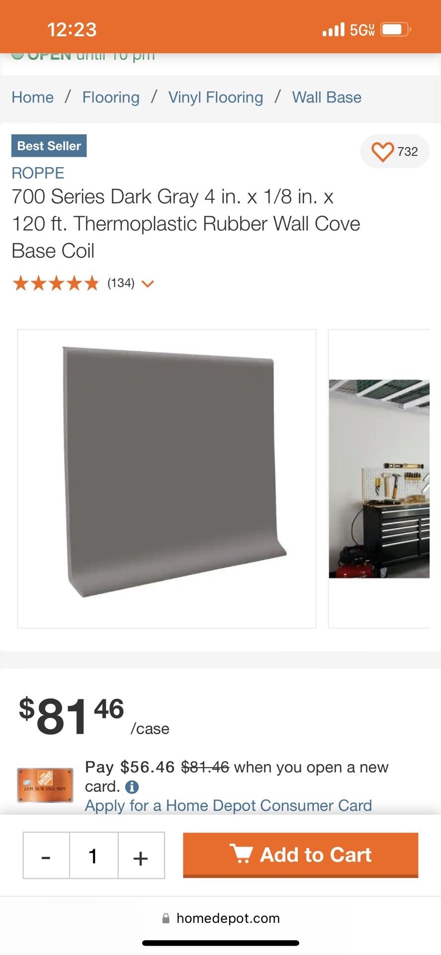 Roppe TP Rubber Wall Base 4” X 300' Dark Grey