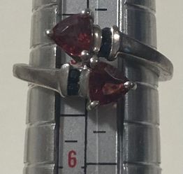 Vintage Sterling Silver Ring, 2 Nice Red Stones Design, Size 5, Nice Design, Quality, Jewelry, Accessory, Stamped 925, Clothing, 1159, Engagement Ring