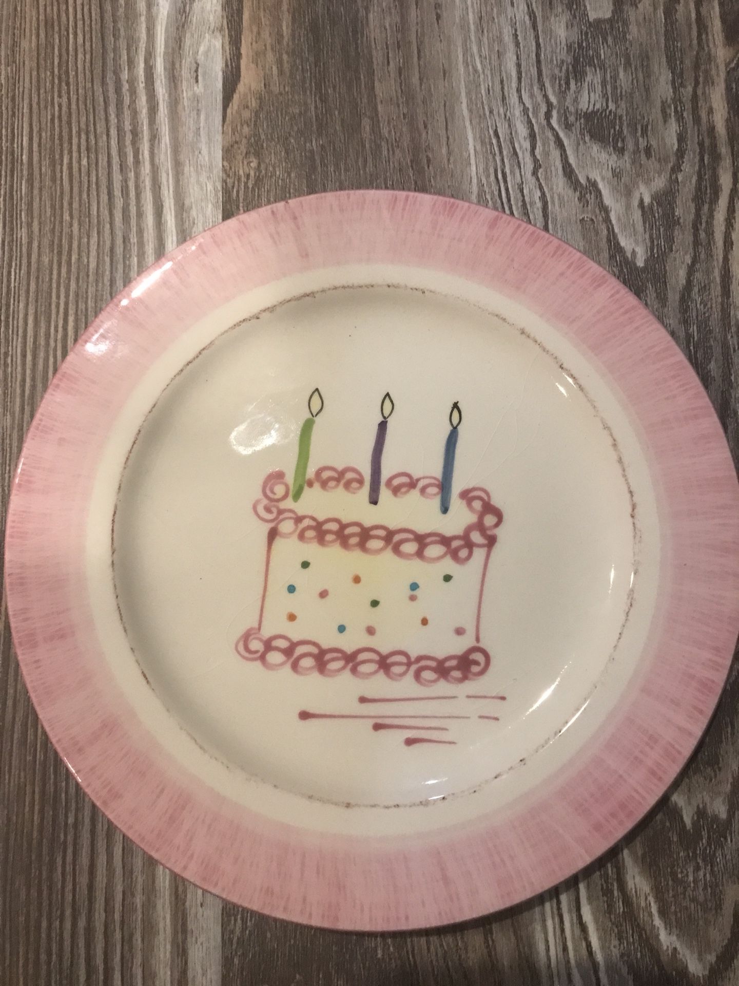 Set Of 8 happy birthday Plates, Hand Made From Ceramiche Toscane , italy