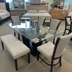 Crown Mark Furniture 1216DVT-6P CAMELIA DOVE DINING GROUP New Financing Available $39 Down payment 