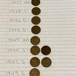 OLD PENNIES/ WHEAT/ONE CENT/UNCIRCULATED/CIRCULATED