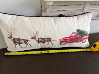 Christmas Lumbar Throw Pillow Reindeer Red Truck