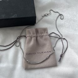 David Yurman Sterling Silver And Diamond Bar Necklace
