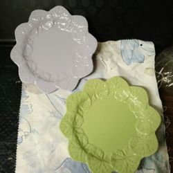 Pastel Flower Shaped Desert Plates Set Of 2 