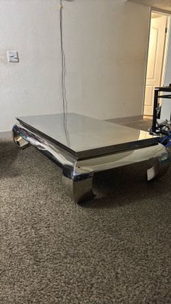 Chrome Centerpiece Coffee Table-Stainless Steel