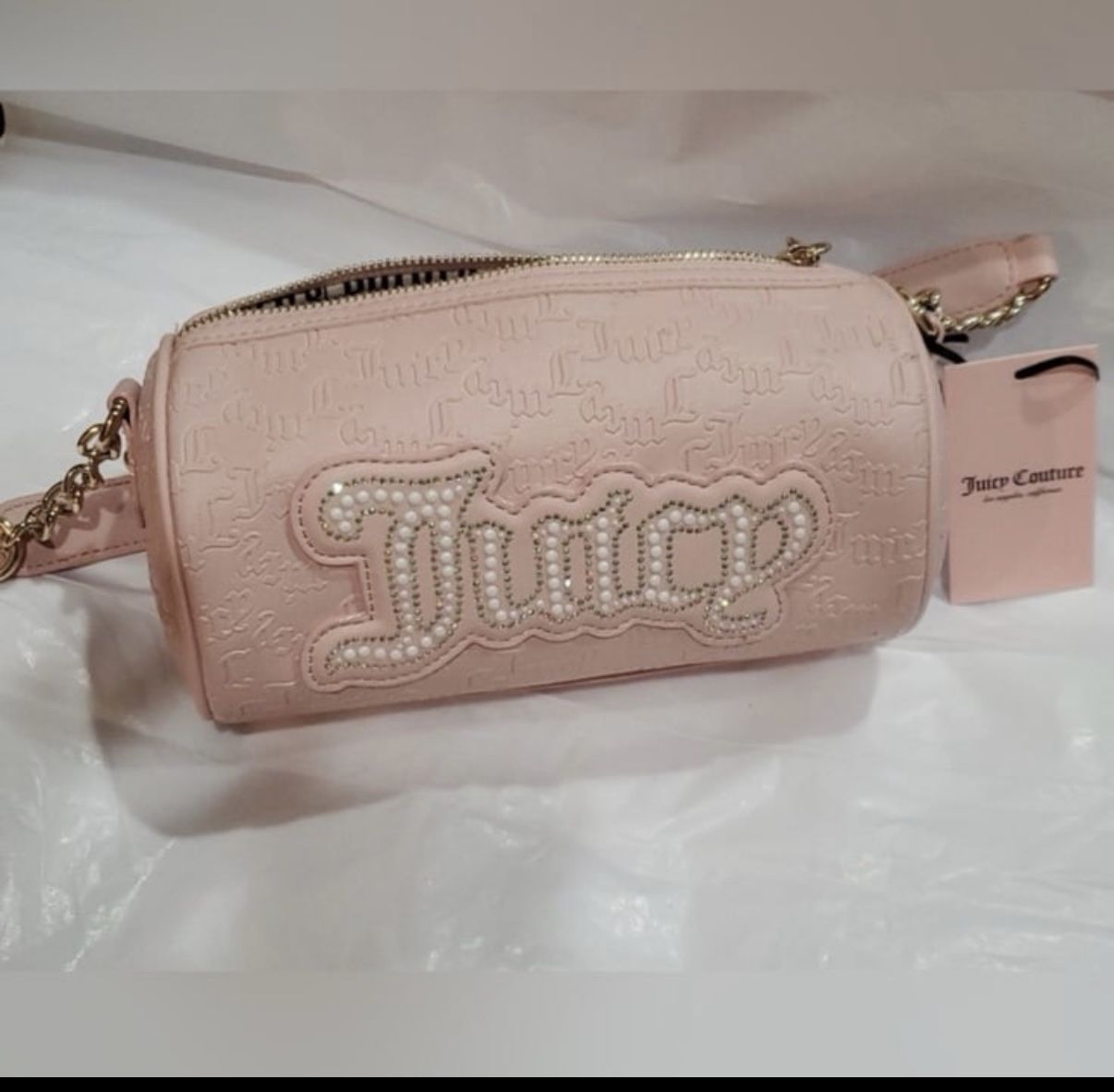Juicy Couture string of pearls roll bag NWT