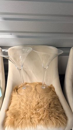 Large Clear Glass Martini Glasses Set of 2