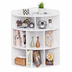 Cayhlin 29.2" H × 19.7" W  white Wooden Corner Bookcase Corner Storage Cabinet with USB Ports and Outlets