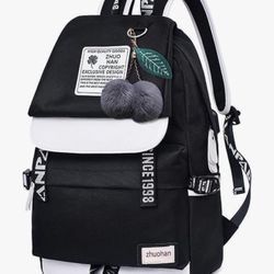 Black Backpack Canvas Water Resistant 