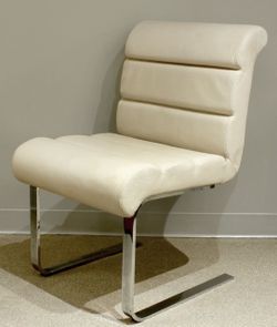 Set of 4 - leather cantilever dining chairs