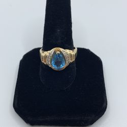 14k Gold Diamond Topaz 