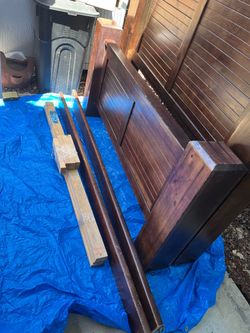 Dark Wood Bed Frame with Headboard